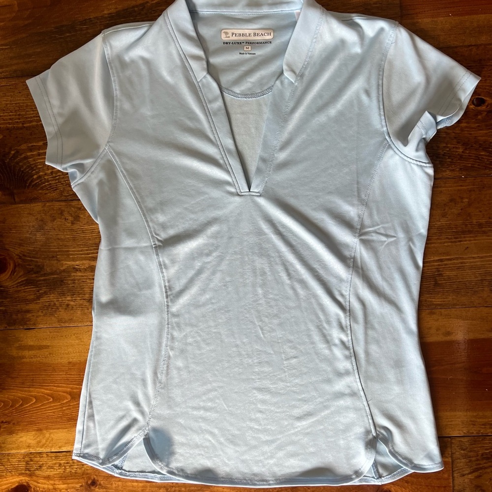 Pebble Beach Women's Light Blue Short sleeved Shirt